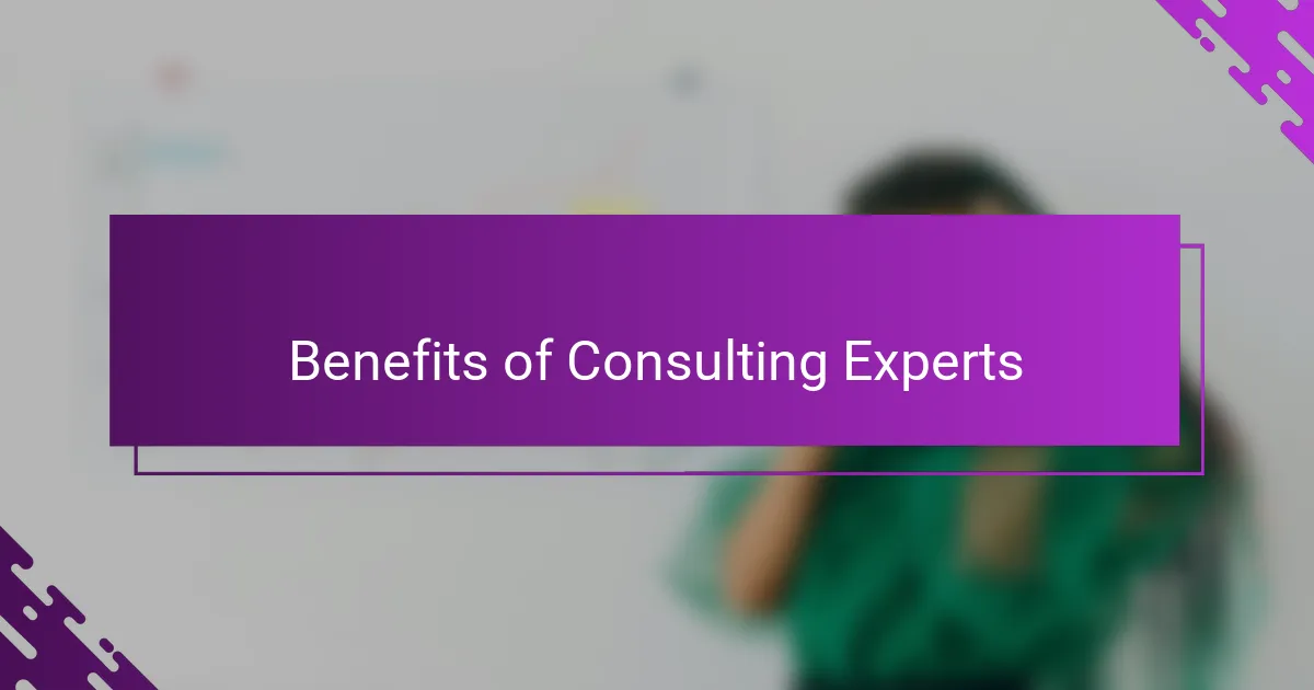 Benefits of Consulting Experts