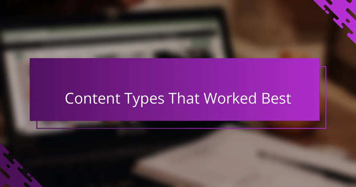 Content Types That Worked Best
