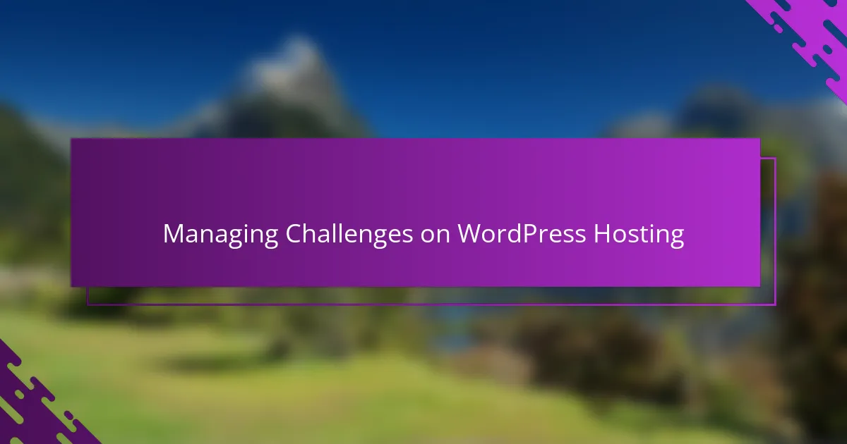 Managing Challenges on WordPress Hosting