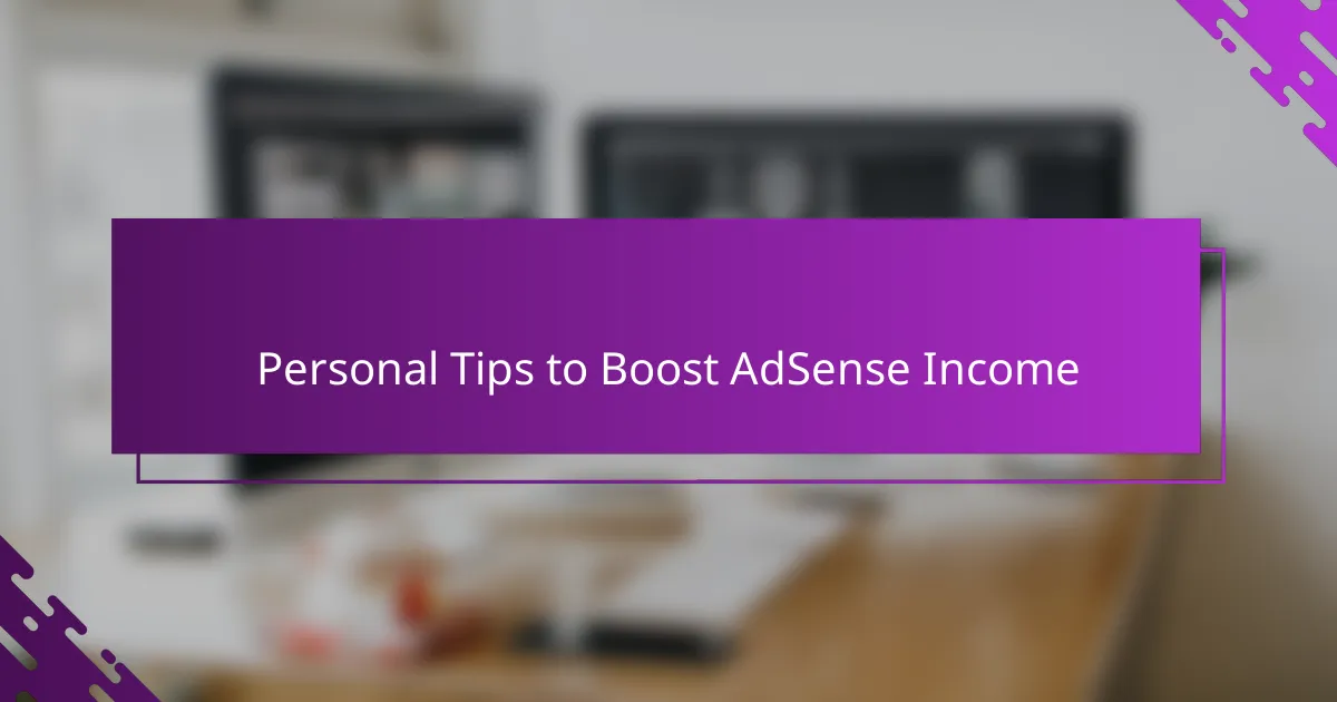 Personal Tips to Boost AdSense Income