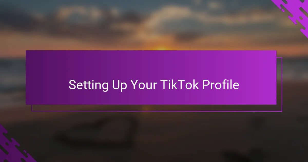 Setting Up Your TikTok Profile