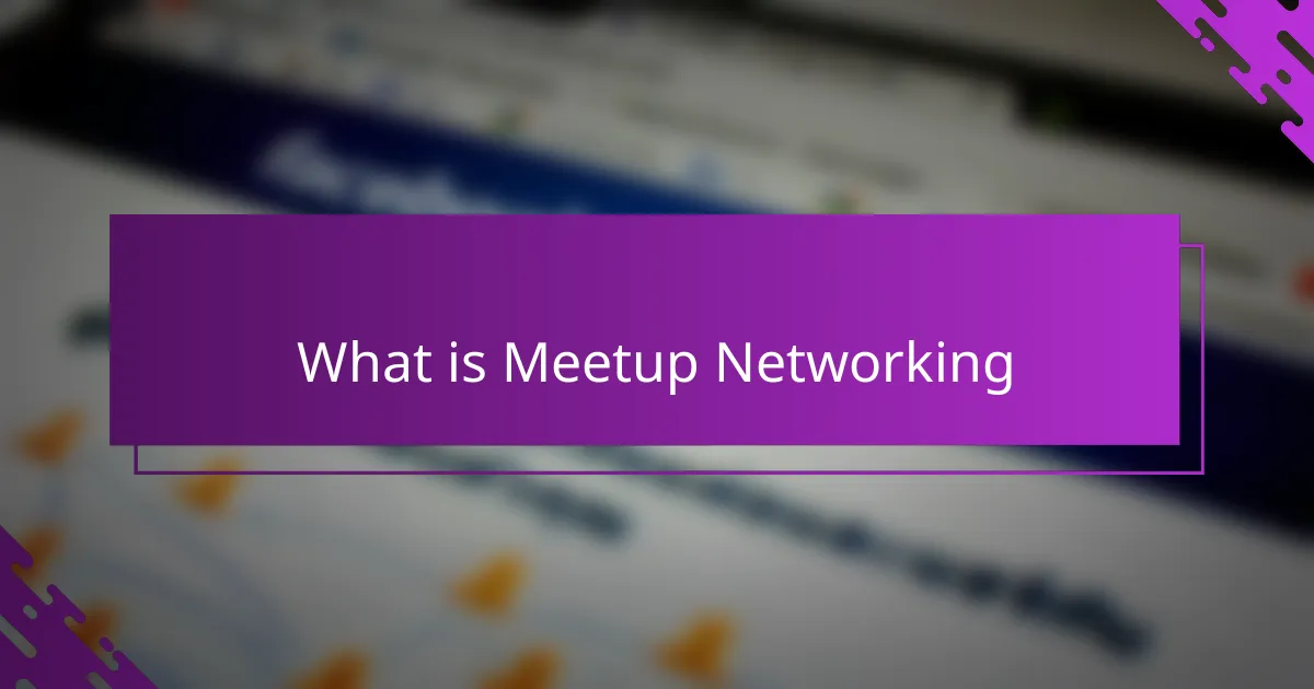 What is Meetup Networking