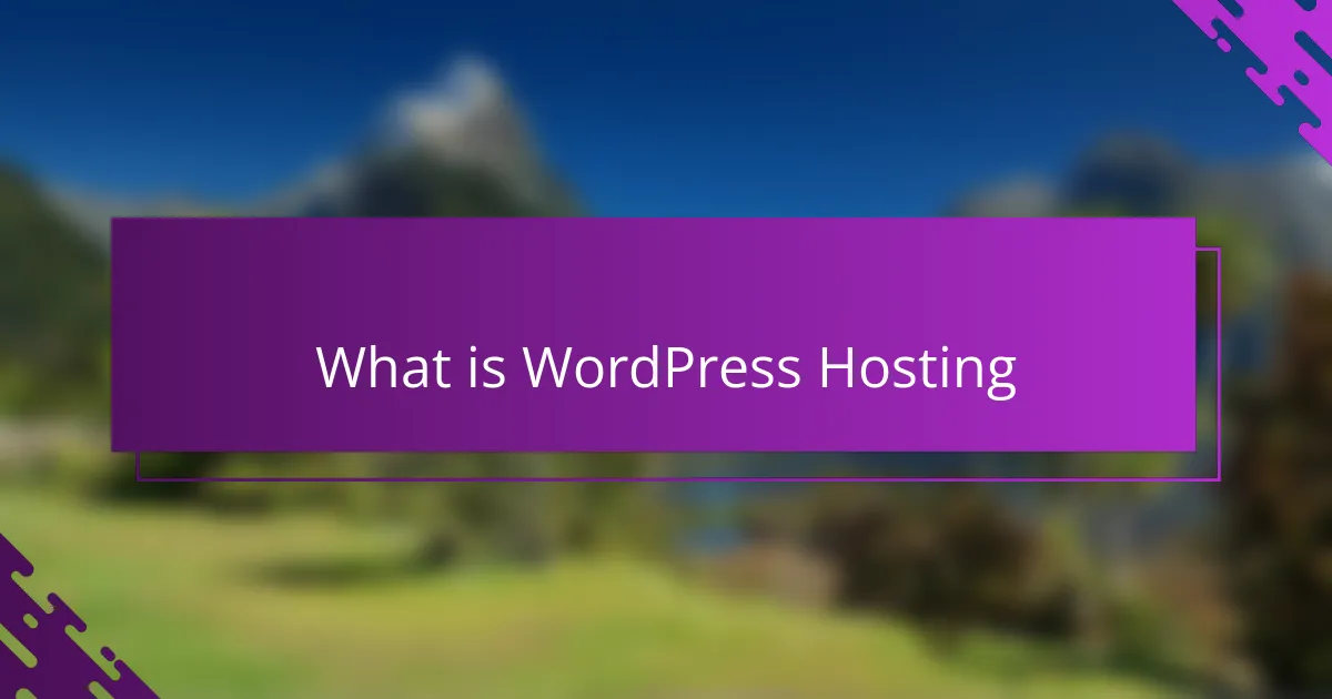 What is WordPress Hosting